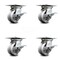 Service Caster 4 Inch Heavy Duty V Groove Semi Steel Caster Set with Roller Bearings and Brakes SCC-35S420-VGR-SLB-4 - alternate 1